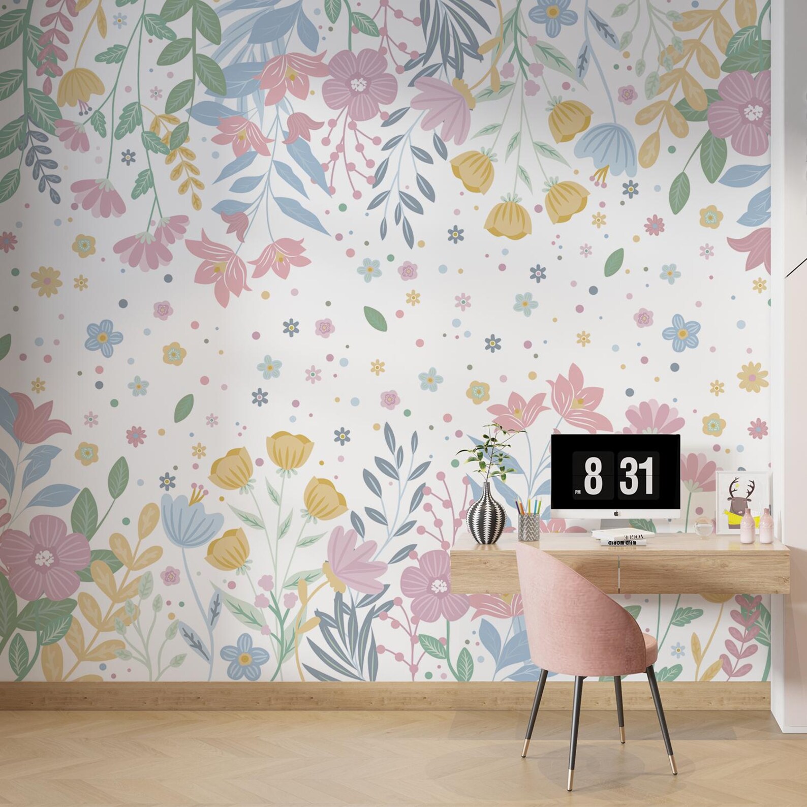 Delicate Floral Wallpaper Enchanted Garden Wall Decal - Etsy