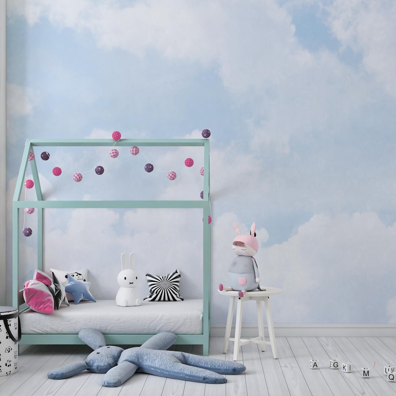 Clouds Sky Wallpaper Custom Size Blue Sky Wall Art Ceiling Mural Nursery Decor Removable Peel and Stick Kids Baby Sky Print Decor DREAMY SKY, Blue Sky Nursery, Sky Clouds Wallpaper, Serene Wallpaper, Tranquil Wallpaper, Nursery Wallpaper, Baby Girl Decor, Baby Boy Decor, Cloudy Decor, Dreamy Wall art