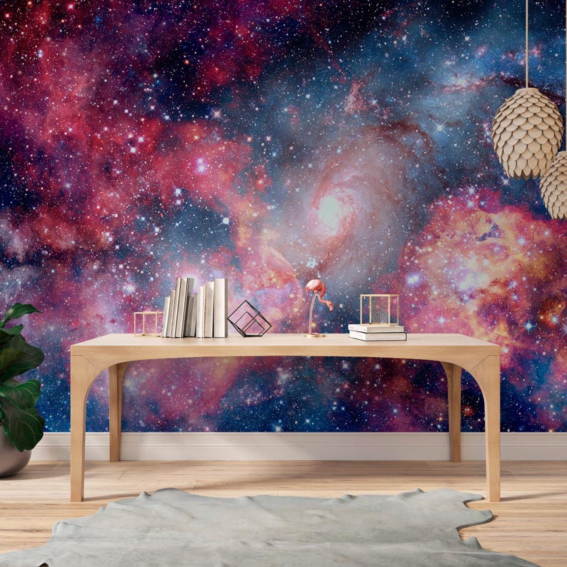 Galaxy Wallpaper Mural Peel and Stick Cosmic Wall Art - Etsy
