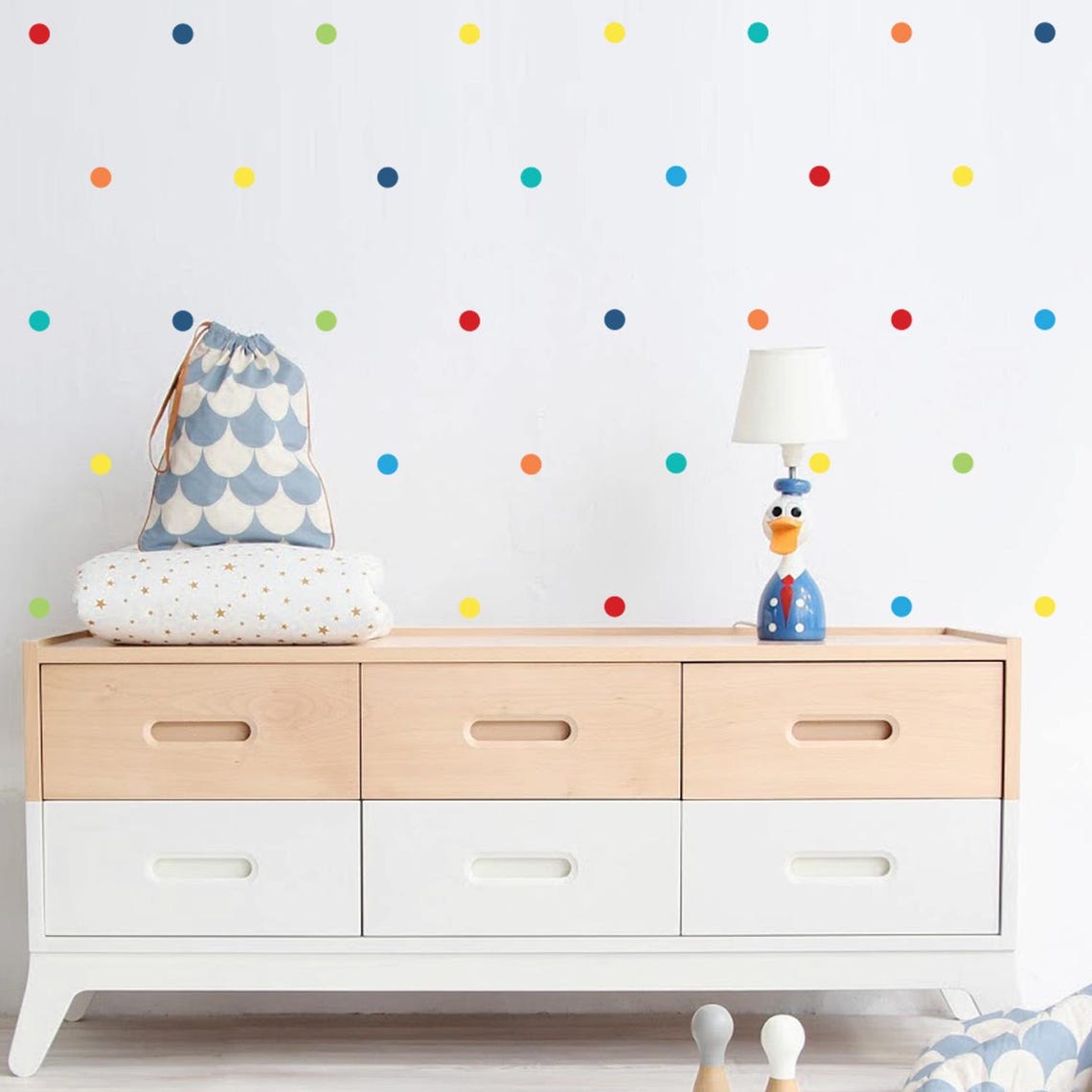 COLORFUL Polka DOTS Wall Decals: Peel & Stick Nursery Decor - Etsy