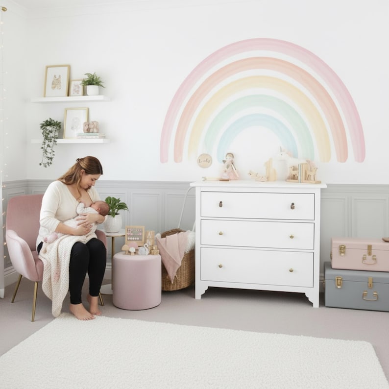 Pastel Watercolor Rainbow Wall Decal: Peel & Stick Nursery Decor - Etsy