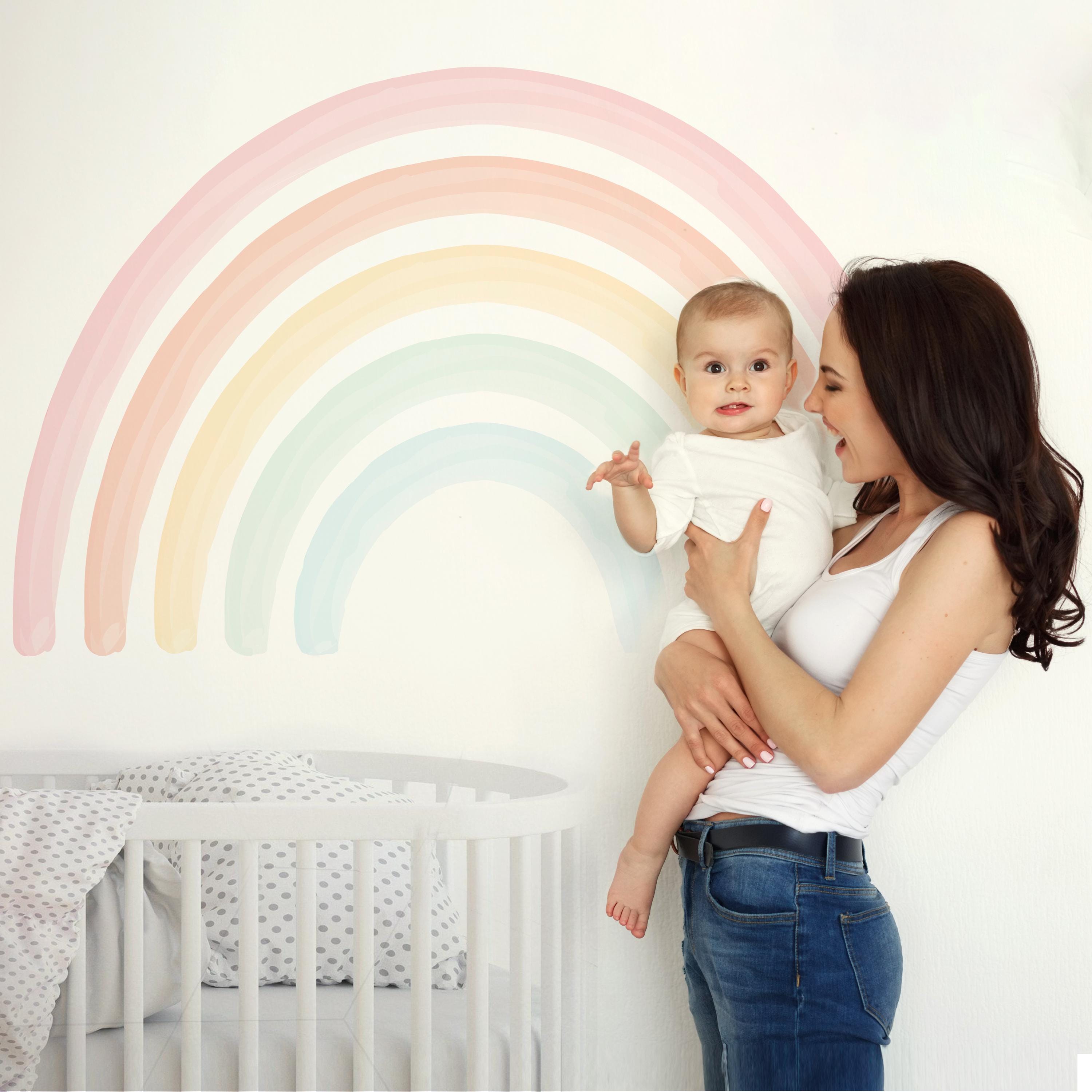 Pastel Watercolor Rainbow Wall Decal: Peel & Stick Nursery Decor - Etsy