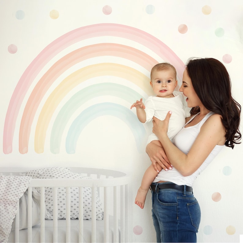 Pastel Watercolor Rainbow Wall Decal: Peel & Stick Nursery Decor - Etsy