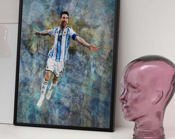 Lionel Messi Argentina Football Poster, World Cup 2026 Soccer Print (Digital Download)