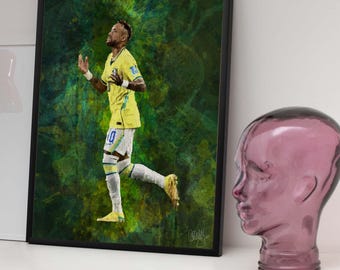 Neymar Jr Brazil Football Poster, World Cup 2026 Soccer Print (Digital Download)
