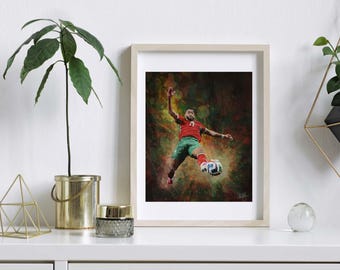 Ismael Saibari Morocco Football Poster, World Cup 2026 Soccer Goal Print (Digital Download)