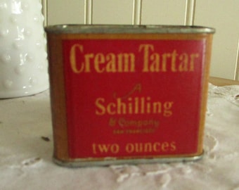 Schilling Cream Tartar Cardboard Container, Farmhouse decor, Country Decor