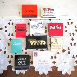 Set of 10 Vintage Matchbooks, Set of Cool Vintage Matchbooks and boxes, Collectable Matches, Great Assortment of Vintage Matchbooks #20