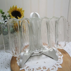 Vintage Miracle Maize Glass Baking Dish 6 Corn Shaped Molds Muffin