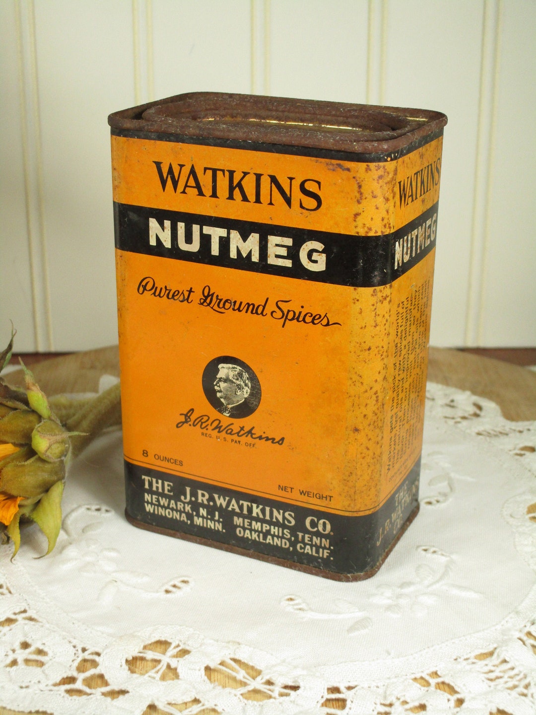 Vintage JR Watkins Nutmeg 8oz Spice Container Farmhouse Etsy