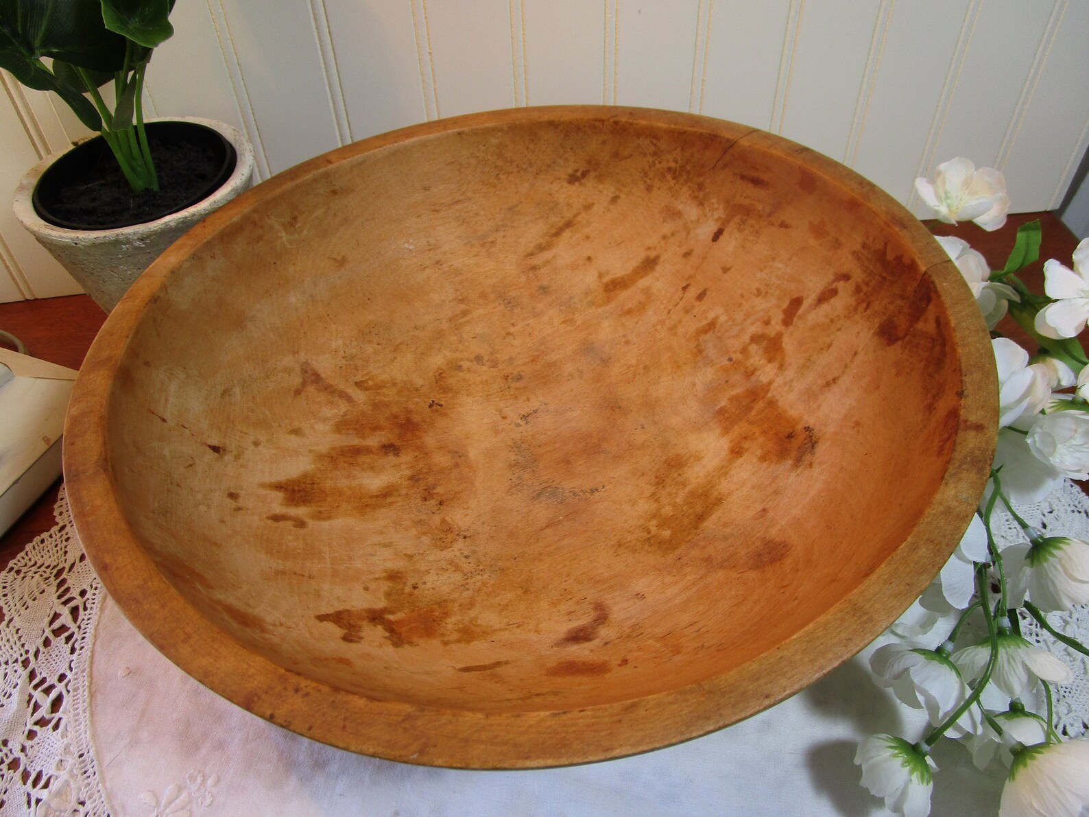 Munising Vintage 13 1/2 Wooden Footed Dough Bowl Etsy