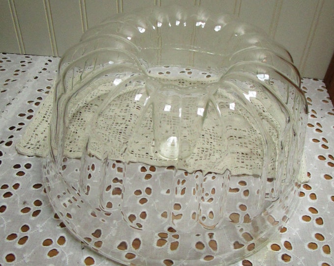 Vintage 10 Glass Bundt Cake Pan Jello Mold Ring Form Classic Etsy