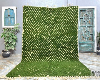 Authentic Beni Ourain rug, Moroccan rug, All wool rug, Dark Green rug, Olive Green rug, Large area rug, Custom rugs