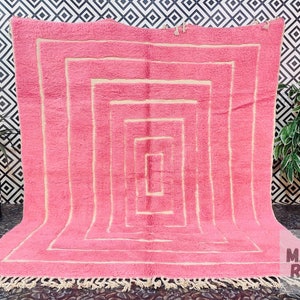 Handmade Pink Rug, Beni Ourain Rug, Custom Light Pink Rug, Berber Carpet, Funky Morrocan Rug