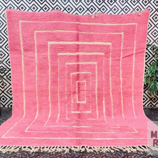 Soft Moroccan Pink Rug, Rug For Living Room, Beni Ourain Rug, Pink Wool Rug, Custom All Sizes Rug,