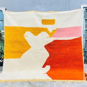 Costum Berber Moroccan rug - Beni Ouarain rug - Colorful Woolen carpet - New Style Beni ourain - Fine Berber rug - Beni ourain rug