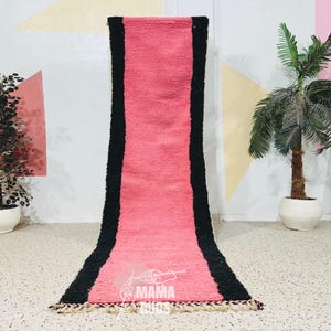 Cute Beni Ourain Runner rug - Moroccan runner rug - Pink runner rug - Hallway runner Morrocan - Soft Wool runner - Berber runner Pink