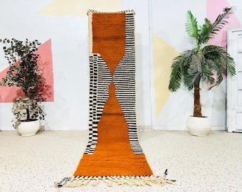 Handmade Moroccan Wool Runner Rug: Berber Hallway Carpet