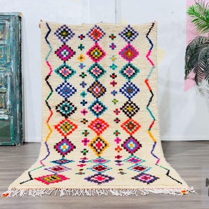 Colorful Morrocan rug - Bespoke Azilal rug - Handmade rug - Custom Moroccan rug - Berber Azilal rug - New Beni ourain rug - Morocco rug 8x10