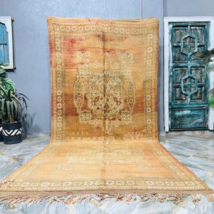 Vintage Moroccan rug - Vintage moroccan rug - Old berber rug - Peach Traditional rug - Authentic Moroccan vintage rug