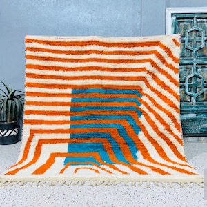 Handmade Berber Rug: Moroccan Striped Wool Rug