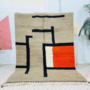 Art Beni Ourain Rug: Handmade Wool Berber Carpet (6.2ft x 9ft)