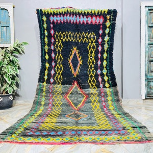 Tapis berbère vintage en laine, Authentique tapis marocain fait main, Décoration ethnique artistique, Carpette