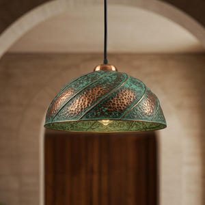 Modern Dome Pendant Light copper Lamp,  Dome Industrial Light, Dome Pendant Light, Green Light Fixture,  Brass Dome Ceiling Lamp Kitchen