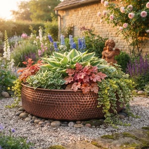 Hand Hammered Copper Planter Bowl, Handmade Garden Pot, Artisan Plant Decor