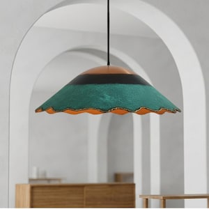 Handmade Copper Scalloped Pendant - Boho Kitchen Ceiling Light