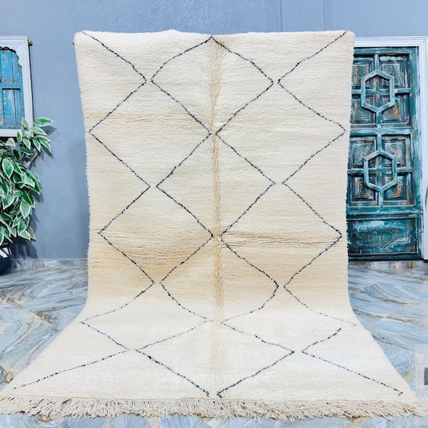 Berber rug, Tapis Berbere, Moroccan rug Hand knotted - Beni ourain rug - all wool berber rug - Beni rug - handmade rug - Genuine lamb wool