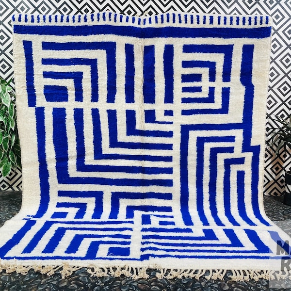 Blue Beni Ourain Rug Etsy