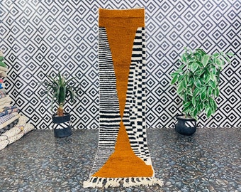 Handmade Berber Hallway Runner Rug: Moroccan Wool Carpet