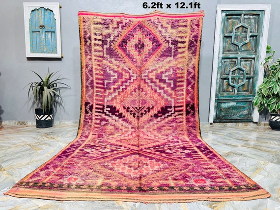 モロッコ ラグ ヴィンテージ パープル モロッコ製ヴィンテージラグ136