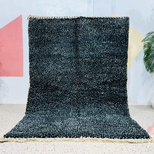 Handmade Dotted Beni Ourain Rug: Black & White Moroccan Berber Carpet
