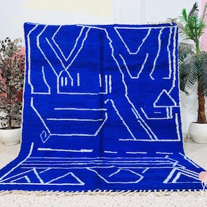 Custom Beni Ourain Rug: Handwoven Blue Moroccan Wool Rug