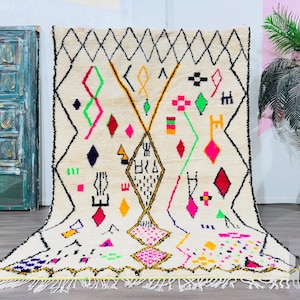 Fine Berber Moroccan Costum rug - Moroccan Woolen carpet - New Azilal rug - Beni ouarain style - New Beni ouarain rug - fine berber rug
