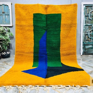 Alfombra Beni Ourain hecha a mano: colorida alfombra bereber marroquí de lana