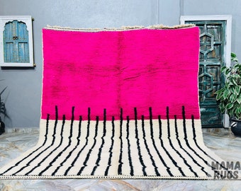 Pink Moroccan Custom rug - Moroccan Woolen carpet - New Azilal rug - Beni Ourain style - New Beni Ourain rug - Pink Berber rug