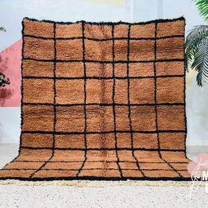 Moroccan rug brown - Custom Beni ourain rug - Handmade berber rug - Custom size rug - Living room rug - wool area rug - Minimalist rug