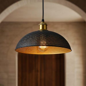 Handmade Brass Dome Pendant Light: Rustic Industrial Kitchen Island Lighting