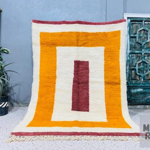 Custom Moroccan Beni Ourain Rug - Handmade Wool Berber Carpet - Modern Geometric Area Rug - Morrocan Rug Made To Order - Behemian  Rug