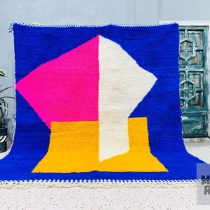 AMAZING BENIOURAIN RUG, Moroccan Blue Rug, Handmade Rug, Berber Carpet, Custom Blue Moroccan Rug For Home Decor