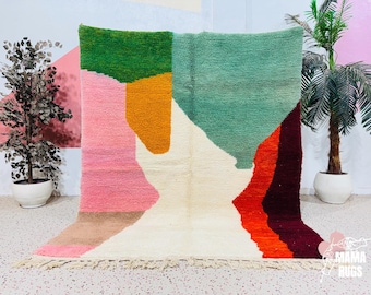 AMAZING BERBER RUG, Moroccan Colorful Rug, Handmade Rug, Beni ourain Rug, Soft Wool Rug, Morrocan Carpet