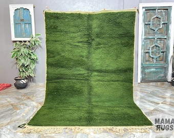 Custom Green Moroccan Rug: Handwoven Beni Ourain, All Wool