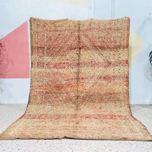 Peach Vintage Moroccan Rug, Authentic Moroccan Rug, Berber Rug, Handmade Rug, Boujaad Morrocan Rug, Vintage Rug, Bohemian Rug, Wool Area Rug