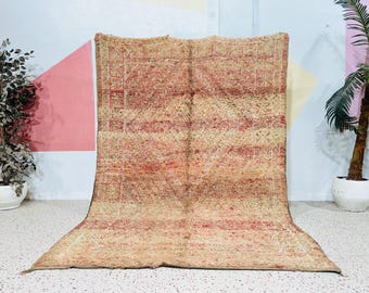 Vintage Moroccan 6.6x10.2 FT Rug Unique Wool Handmade Boho