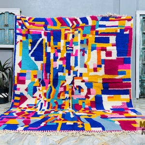 Wonderful Moroccan Rug, Beni Ourain Rug, Handmade Wool Rug, Berber Carpet, Authentic Morocco Rug, Colorful Rug, Tapis Berbere