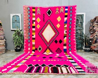 Incroyable tapis Azilal, tapis berbère rose, tapis fait main, tapis en laine de mouton, carpette, tapis rose foncé, tapis abstrait, tapis marocain fait main