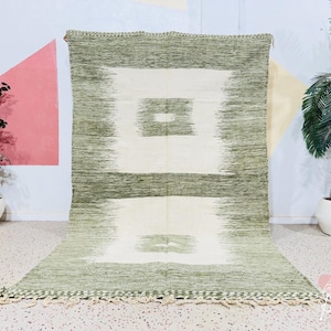 Handwoven Beni Ourain Wool Rug: Colorful Berber Kilim, 6.3 x 10.1 ft